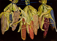 Elotes criollos, 2012, oil on canvas, 47.2 X 64.5 in